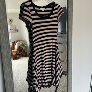 Striped dress black and tan